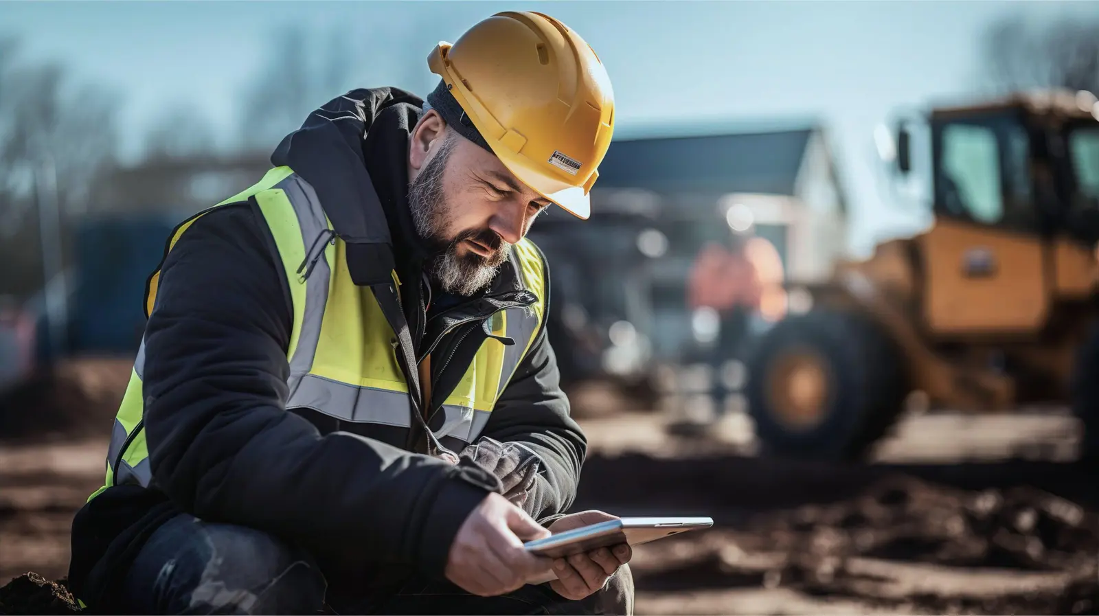 Foreman reviewing work on a tablet